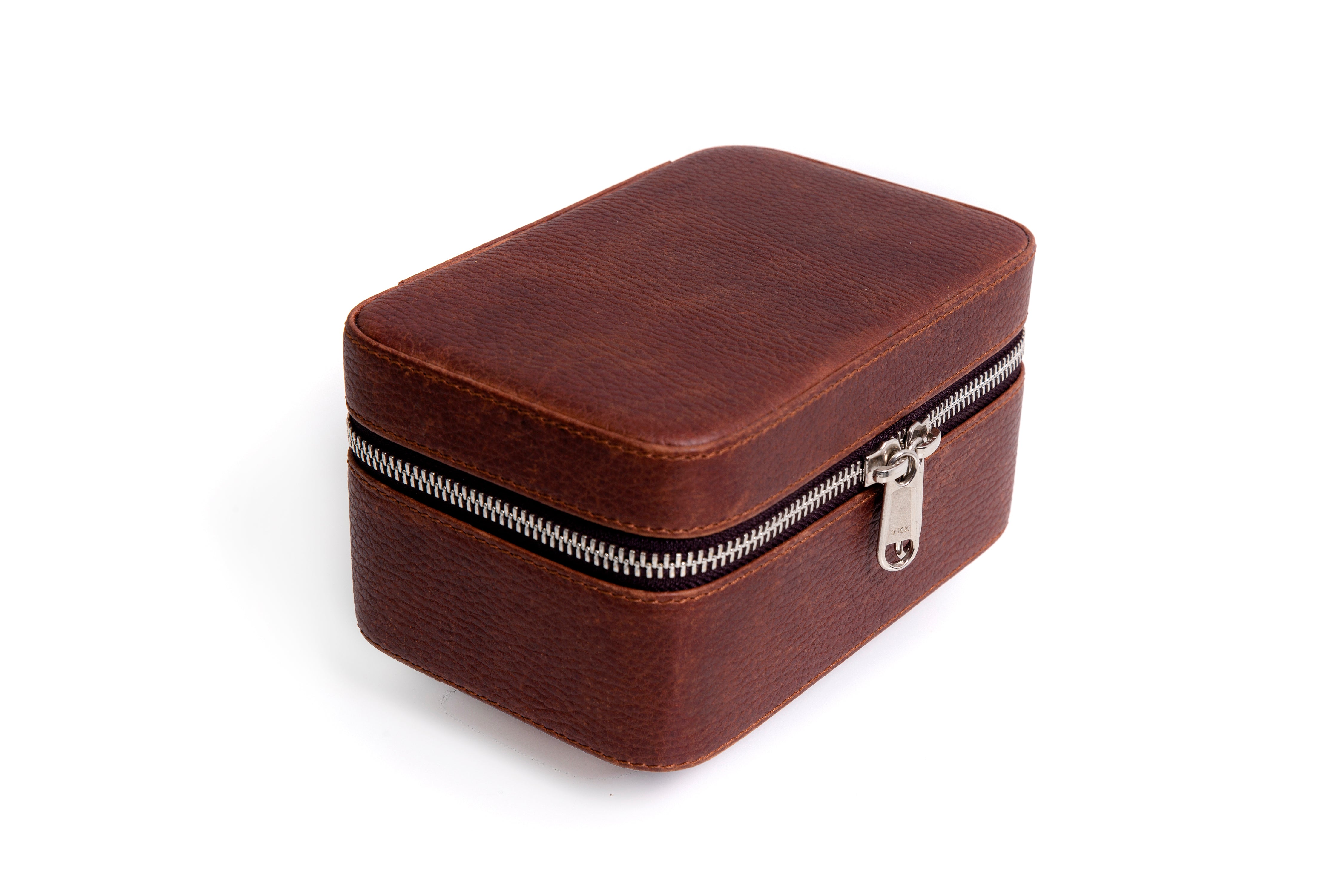 2 watches stored safely in the watch wallet. A leather travel case for watches